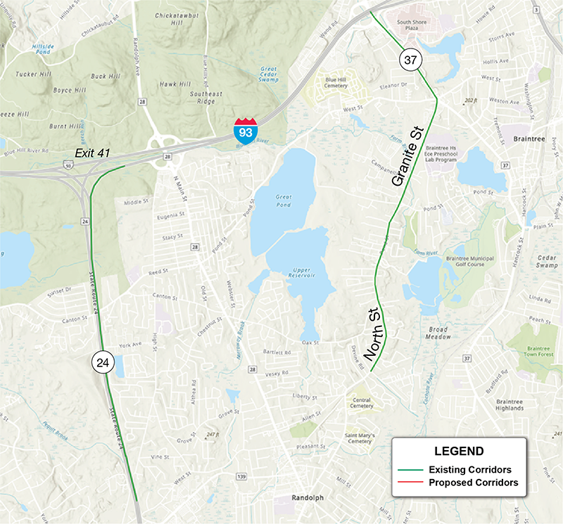 Figure 9b
This figure shows the existing corridor in Braintree and Randolph.