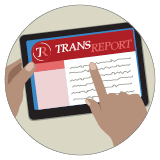 A graphic showing transreport on an e-reader.